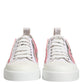 Dolce & Gabbana White Pink Canvas Low Top Sneakers Shoes