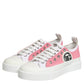 Dolce & Gabbana White Pink Canvas Low Top Sneakers Shoes