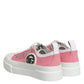 Dolce & Gabbana White Pink Canvas Low Top Sneakers Shoes