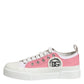 Dolce & Gabbana White Pink Canvas Low Top Sneakers Shoes
