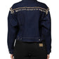 Dolce & Gabbana Blue Cotton Denim Crystal Embellished Jacket