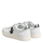 Dolce & Gabbana White Crown Bee Leather Low Top Sneakers Shoes
