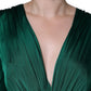 Dolce & Gabbana Dark Green Viscose Long Sleeve Midi Dress