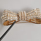 Dolce & Gabbana Gold Tone Brass Bow Crystal FauxPearl Embellished Brooch