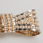 Dolce & Gabbana Gold Tone Brass Bow Crystal FauxPearl Embellished Brooch
