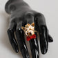 Dolce & Gabbana Gold Brass Resin Beige Dog Pet Accessory Ring