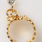 Dolce & Gabbana Gold Tone Brass Logo Chain Clear Crystals Adjustable Ring