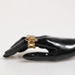 Dolce & Gabbana Gold Tone Brass Logo Chain Clear Crystals Adjustable Ring