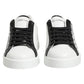 Dolce & Gabbana Black White Leather Portofino Sneaker Shoes