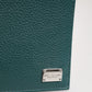 Dolce & Gabbana Green Leather DG Logo Plaque Bifold Card Holder Wallet