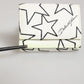 Dolce & Gabbana White Leather Black Star Print Trifold Card Holder Wallet