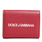 Dolce & Gabbana Red Leather Bold Logo Print Trifold Men Card Holder Wallet