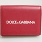 Dolce & Gabbana Red Leather Bold Logo Print Trifold Men Card Holder Wallet