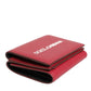 Dolce & Gabbana Red Leather Bold Logo Print Trifold Men Card Holder Wallet
