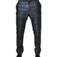 Dolce & Gabbana Blue Silver Shiny Silk Skinny Men Trouser Pants