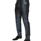 Dolce & Gabbana Blue Silver Shiny Silk Skinny Men Trouser Pants