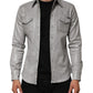Dolce & Gabbana Gray Coated Cotton Snap Button Logo Men Shirt