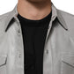 Dolce & Gabbana Gray Coated Cotton Snap Button Logo Men Shirt