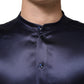 Dolce & Gabbana Navy Silk Long Sleeve Mandarin Collar Shirt