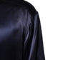 Dolce & Gabbana Navy Silk Long Sleeve Mandarin Collar Shirt