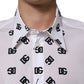 Dolce & Gabbana White Cotton Black DG Logo Long Sleeve Shirt