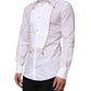 Dolce & Gabbana White Cotton DG Logo Pearl Chain Formal Shirt