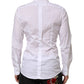 Dolce & Gabbana White Cotton DG Logo Pearl Chain Formal Shirt