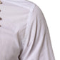 Dolce & Gabbana White Cotton DG Logo Pearl Chain Formal Shirt