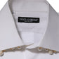 Dolce & Gabbana White Cotton DG Logo Pearl Chain Formal Shirt