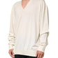 Dolce & Gabbana Ivory Virgin Wool Men V-Neck Knit Sweater