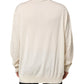 Dolce & Gabbana Ivory Virgin Wool Men V-Neck Knit Sweater