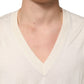 Dolce & Gabbana Ivory Virgin Wool Men V-Neck Knit Sweater
