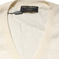 Dolce & Gabbana Ivory Virgin Wool Men V-Neck Knit Sweater