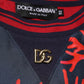Dolce & Gabbana Silk Navy Red Coral Print Pullover Sweater