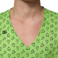 Dolce & Gabbana Green V-Neck DG Logo Heart Print T-shirt