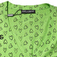 Dolce & Gabbana Green V-Neck DG Logo Heart Print T-shirt