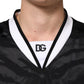 Dolce & Gabbana White Black Polyester DG Logo Mesh Jersey T-shirt