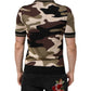 Dolce & Gabbana Camouflage Brown Silk MilitaryPolo T-shirt