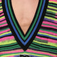 Dolce & Gabbana Multicolor DG Logo V-Neck Knit Pullover Sweater