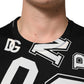 Dolce & Gabbana Black Cotton Letter Print Short Sleeve T-shirt