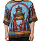 Dolce & Gabbana Multicolor Cotton Linen Temple Print T-shirt