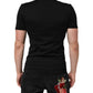 Dolce & Gabbana Black Cotton Plain V-Neck Men Shirt T-shirt
