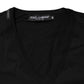 Dolce & Gabbana Black Cotton Plain V-Neck Men Shirt T-shirt