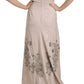 Dolce & Gabbana Beige Sequined Flower Flare Ball Gown Dress