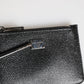 Dolce & Gabbana Black Leather Chain Link Mens Coin Purse Key Clip Holder Wallet
