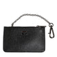 Dolce & Gabbana Black Leather Chain Link Mens Coin Purse Key Clip Holder Wallet