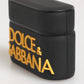 Dolce & Gabbana Black Yellow Rubber Logo Embossed Accessory Airpods Case