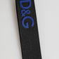 Dolce & Gabbana Black Blue DG Logo Polyester Brass Holder Keychain Keyring