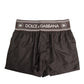 Dolce & Gabbana Brown Polyester Logo Elastic Waistband Swimwear