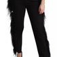 Dolce & Gabbana Black Feather Straight High Waist Pants